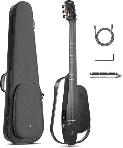 Enya NEXG 2N - Guitarra electroacústica de viaje de fibra de carbono - cuerdas de nailon - 38 pulgadas - negra con altavoz inalámbrico-Havenupyard
