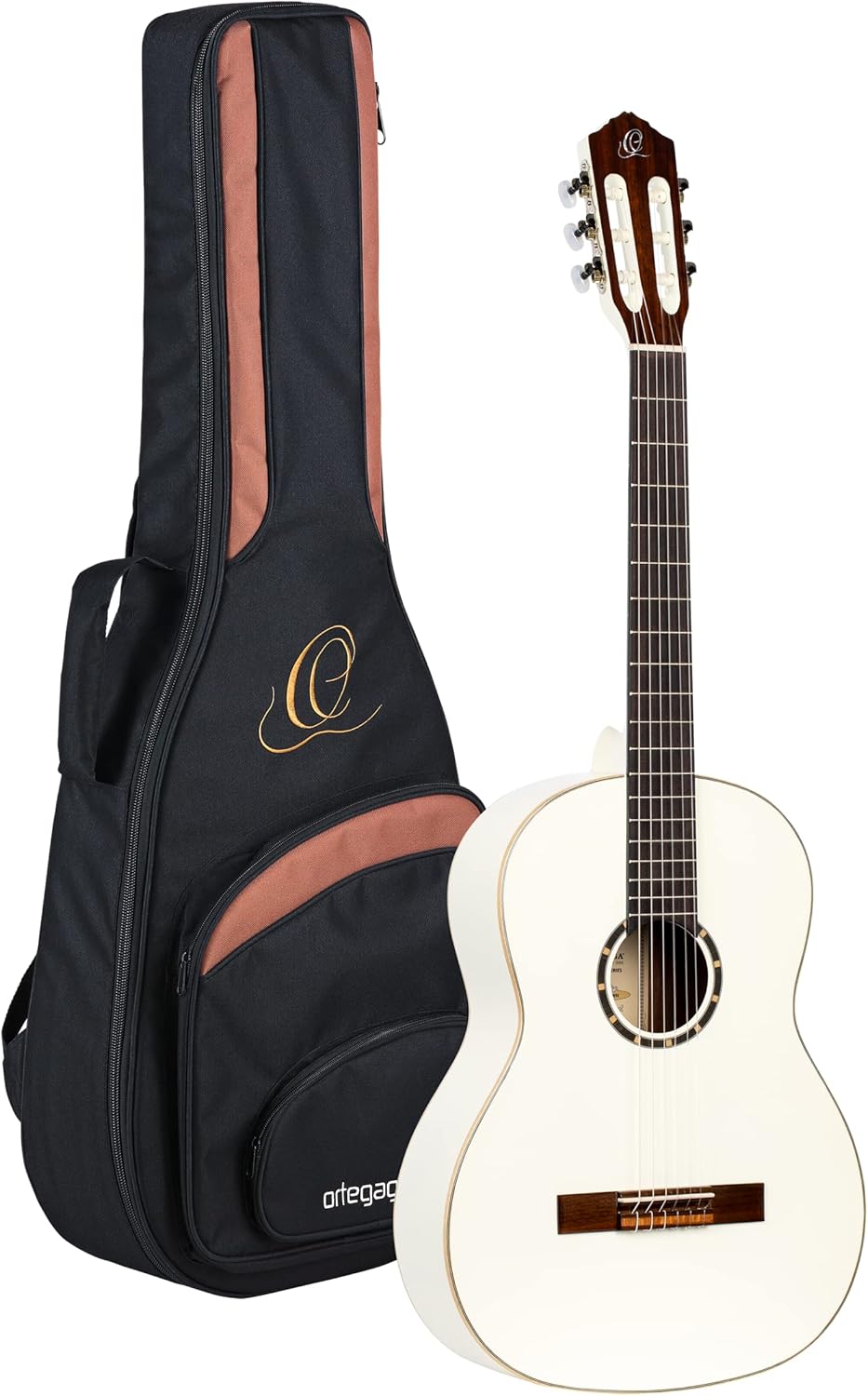Ortega Family Series R121SNWH - Guitarra clásica cuatro cuartos blanca - Slim Neck - funda incluida - cuerdas de nailon-Havenupyard