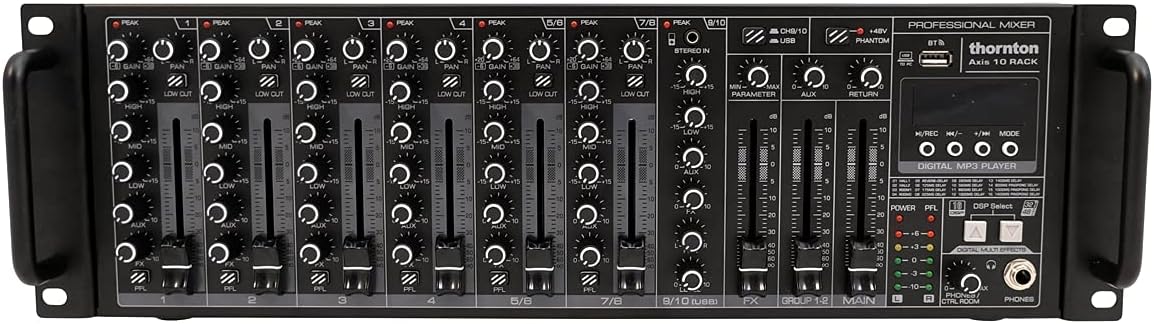 Thornton Axis 10 Rack - Mezclador de 10 canales para rack - Bluetooth USB XLR y salida TRS-Havenupyard