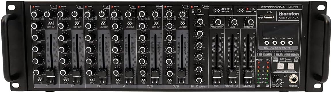 Thornton Axis 10 Rack - Mezclador de 10 canales para rack - Bluetooth USB XLR y salida TRS-Havenupyard
