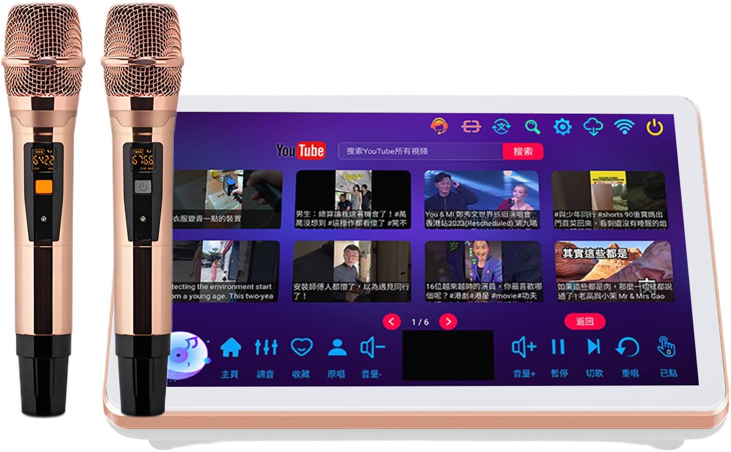 Máquina de karaoke profesional 18,5 pulgadas - pantalla táctil - dos micrófonos inalámbricos - interfaz multidioma - modelo B 500G-Havenupyard