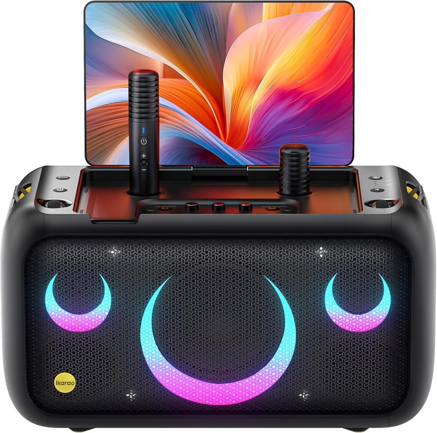 Máquina de karaoke todo en uno para adultos - pantalla 33,8 cm con letras - dos micrófonos ocultos autocargables - altavoz integrado-Havenupyard