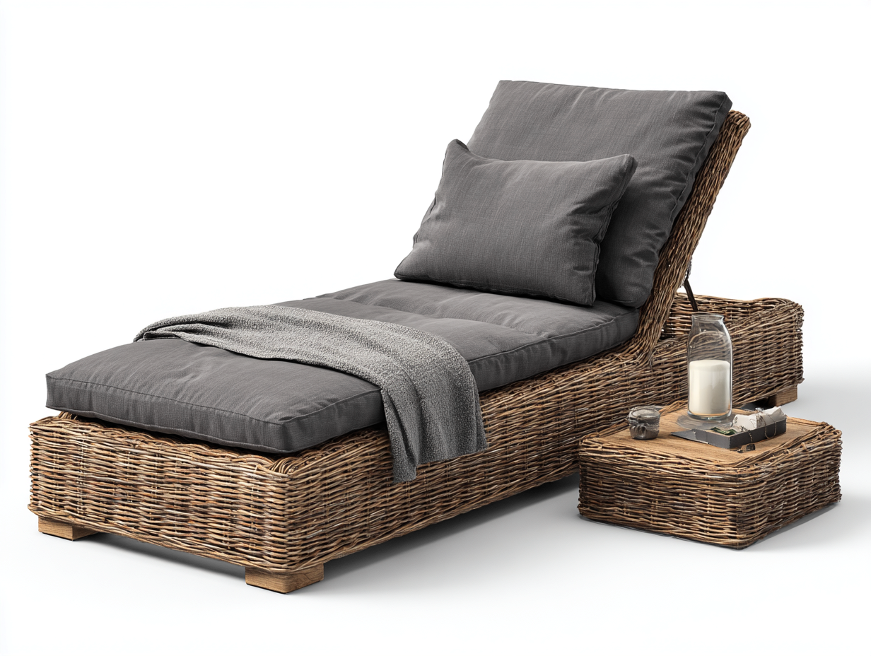 Tumbona de exterior ratán sintético con cojín 190x70x88 cm - gris-marrón - diseño ajustable jardín-Havenupyard