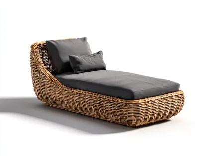 Tumbona de exterior ratán con cojín 195x70x80 cm color natural gris para jardín estilo moderno-Havenupyard