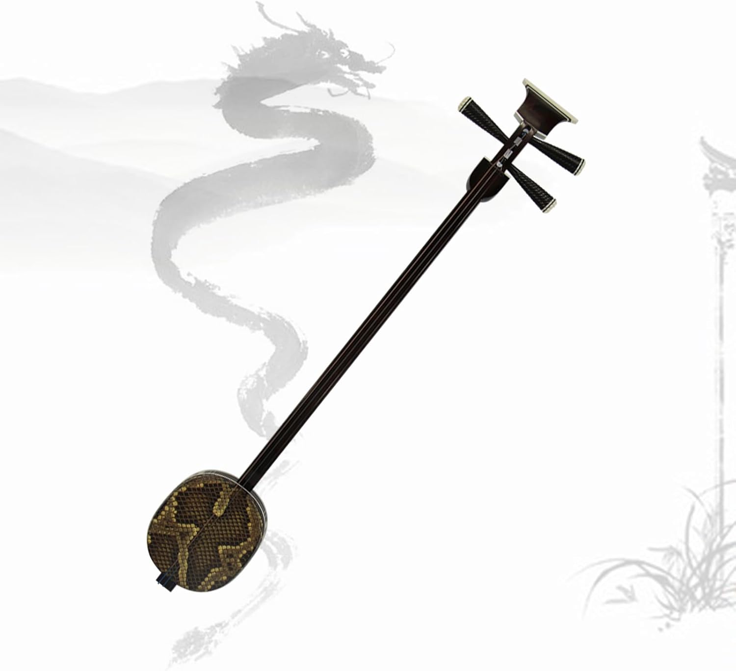 Sanxian tradicional chino de tres cuerdas - Instrumento Shamisen Black L - palisandro y nailon - para principiantes-Havenupyard