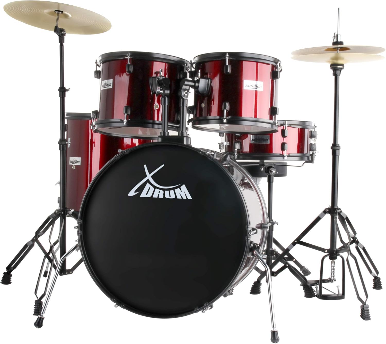 XDrum Rookie 22 Standard - Juego completo de batería Ruby Red - Kit para principiantes con baquetas y manual-Havenupyard