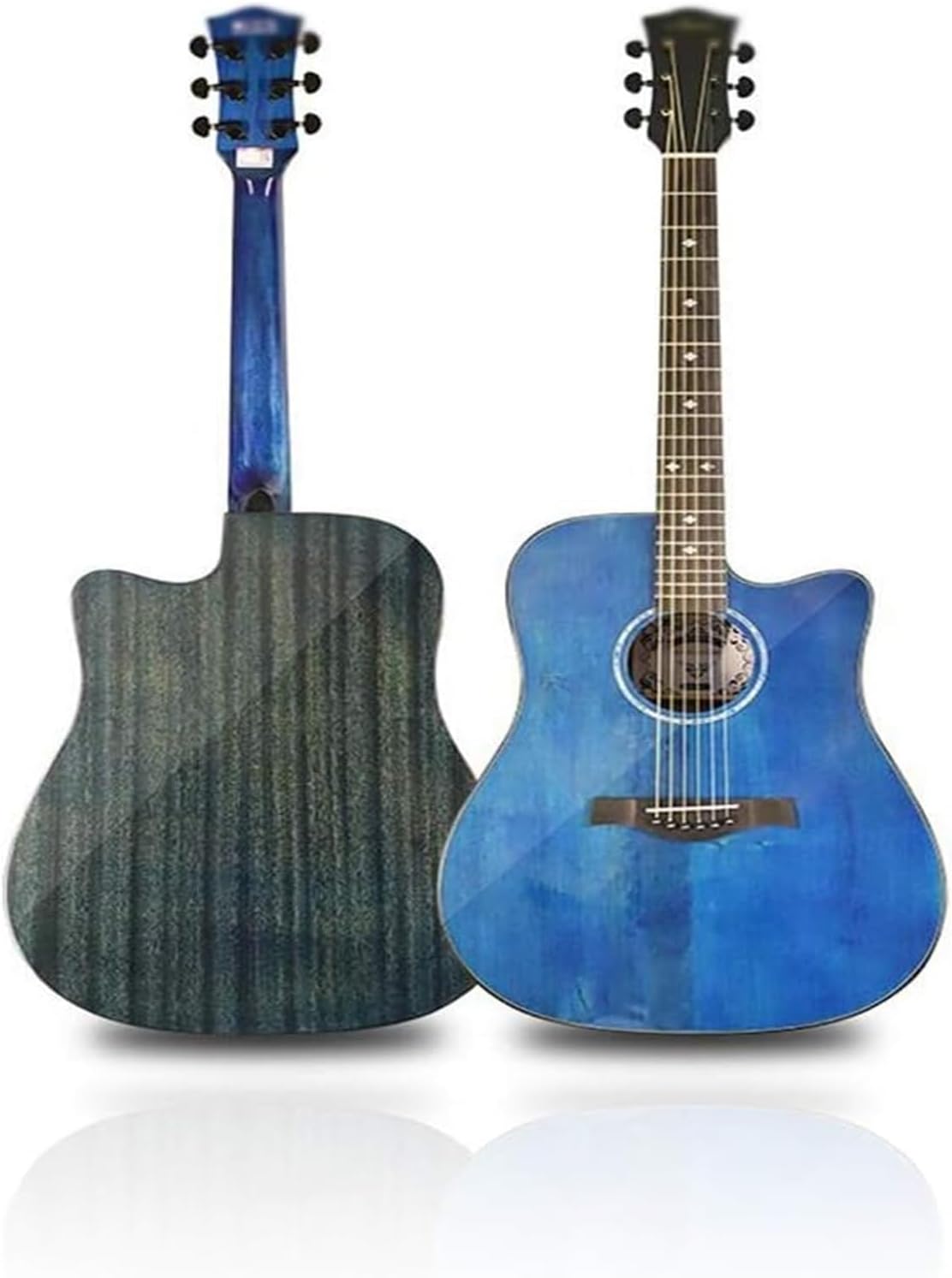 Guitarra acústica GDMING de 41 pulgadas - Kit clásico azul brillante - Chapa de abeto - Bolsa impermeable y afinador-Havenupyard