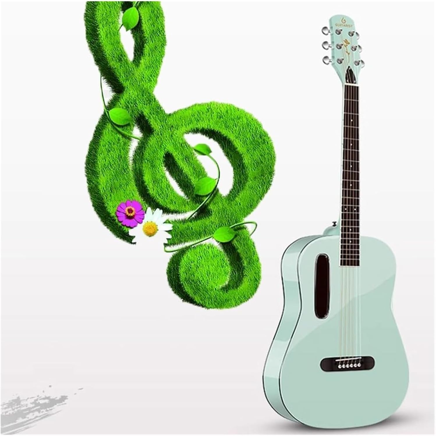 Guitarra clásica para adultos principiantes - 40 pulgadas color verde tamaño completo con bolsa cuerdas correa y afinador-Havenupyard