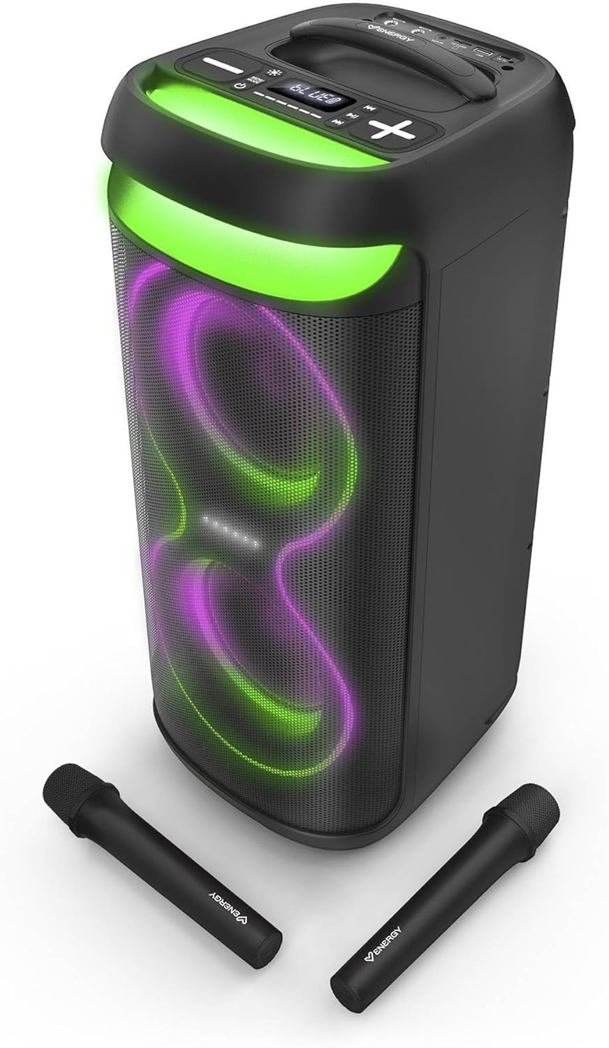 Energy Sistem Karaoke Party Speaker - altavoz portátil Bluetooth 150 W - reproductor MP3 - luces LED - dos micrófonos - batería 6 horas-Havenupyard