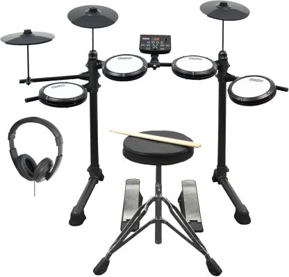 Axus AXK4 - Kit de batería electrónica para principiantes - Pads de malla con palos taburete y auriculares-Havenupyard