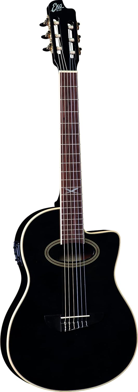 EKO NXT NYLON N100CE - Guitarra clásica cutaway electrificada negra - tapa de abeto - cuerdas de nailon-Havenupyard