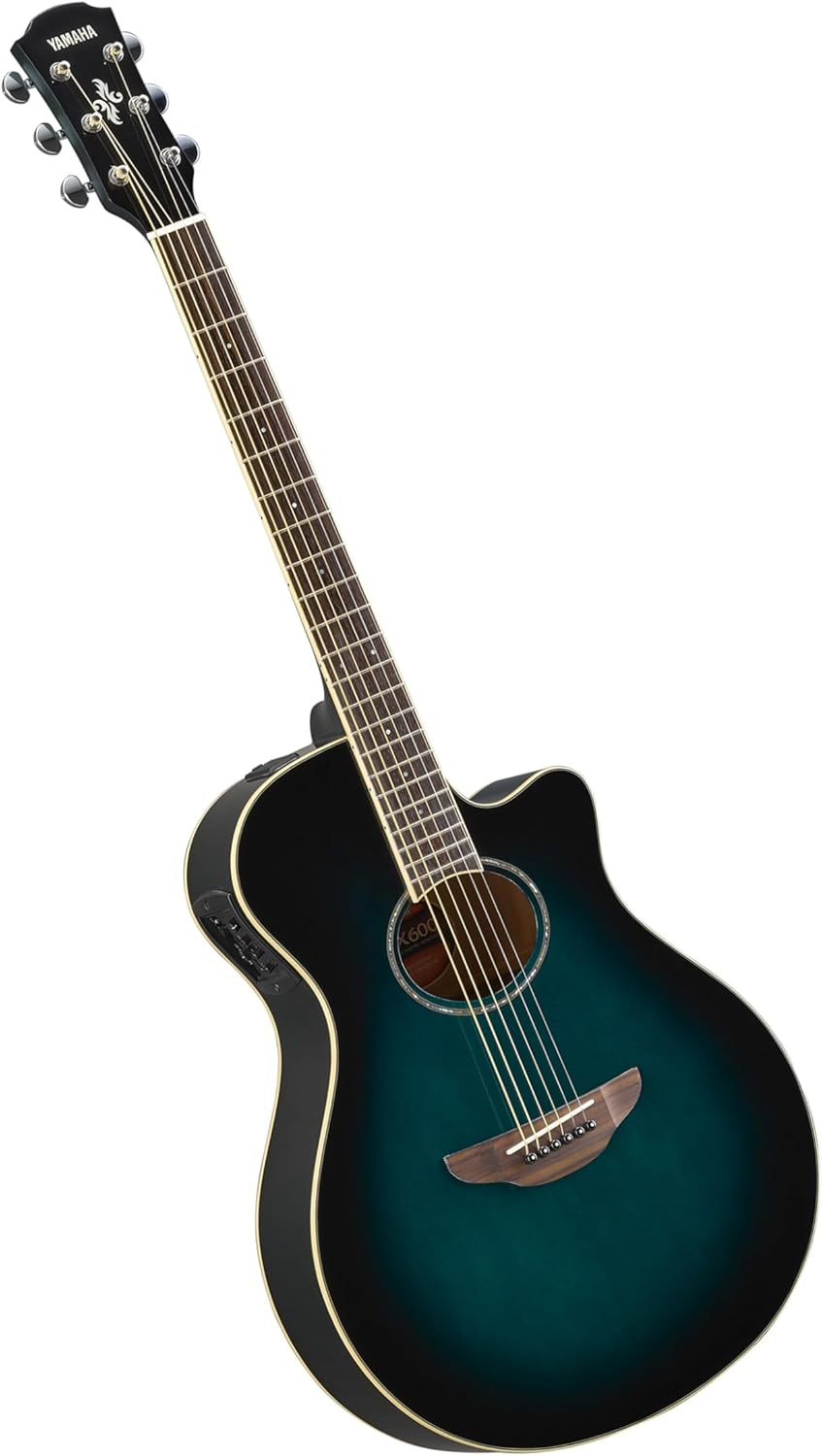 Yamaha APX600 guitarra electroacústica - cuerpo Thinline Oriental Blue Burst previo System 65 ecualizador y afinador integrado-Havenupyard