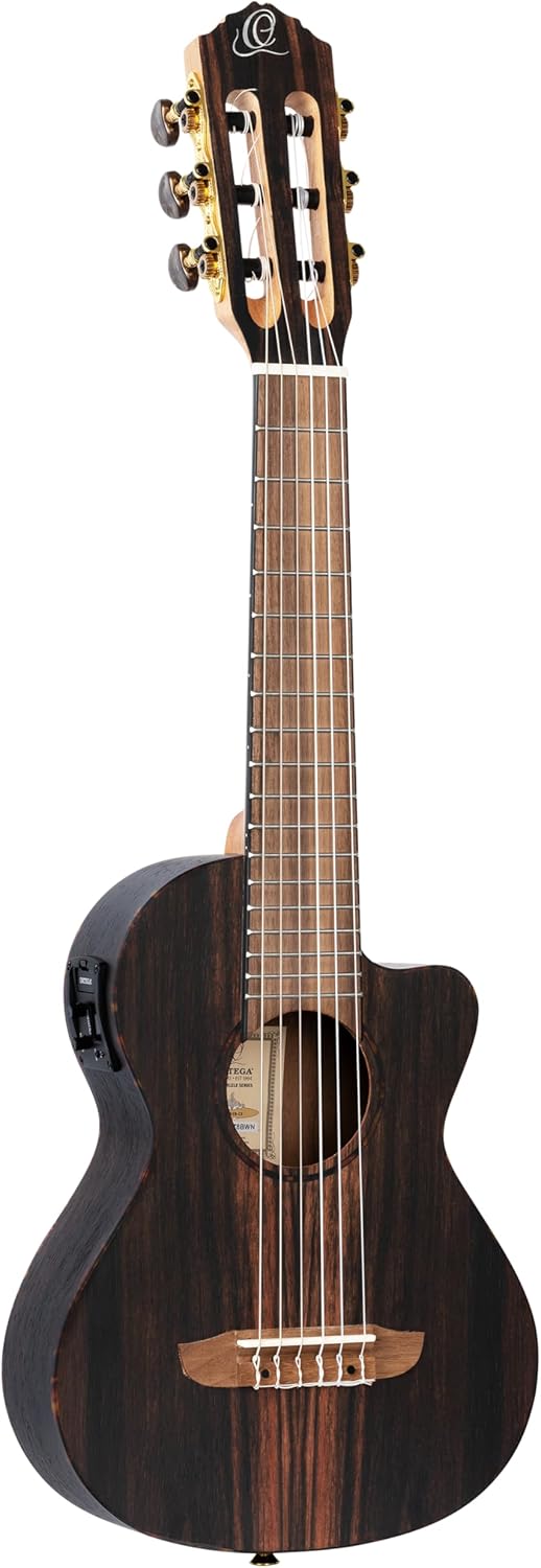 Ortega RGL5EB CE Guitarlele - Guitarra electroacústica de viaje 6 cuerdas - ébano y caoba - cuerdas de nailon-Havenupyard