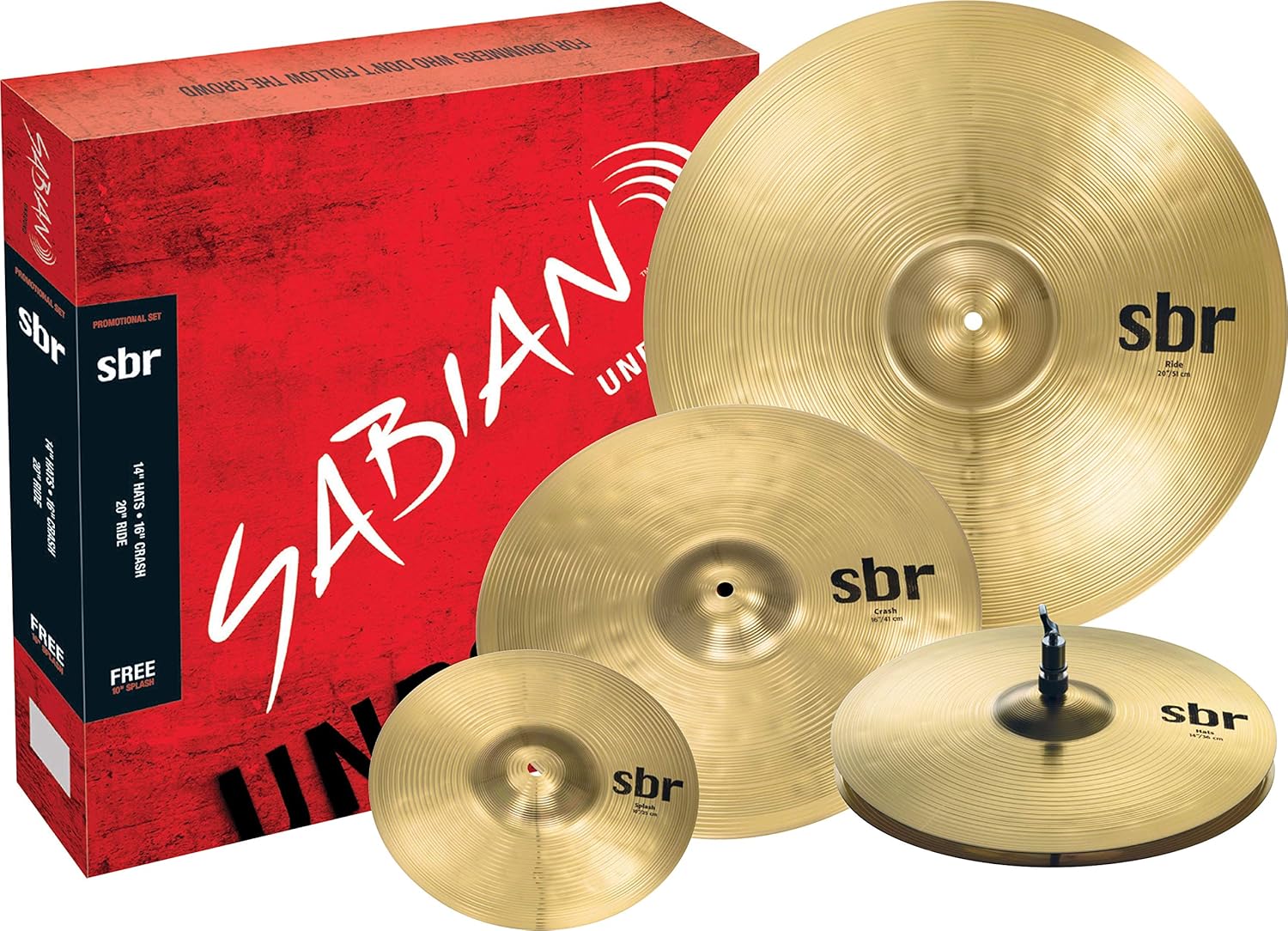 SABIAN SBR Promotional Set - set de platillos de latón natural con splash incluido para batería-Havenupyard