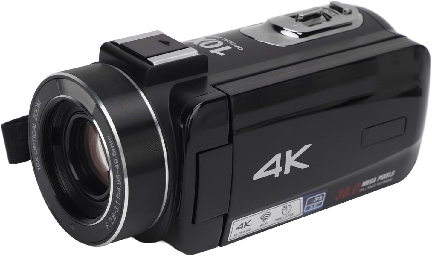 Tbest Videocámara Digital 4K - Zoom Óptico 10x - Pantalla Táctil IPS 3 Pulgadas - Estabilización 6 Ejes-Havenupyard