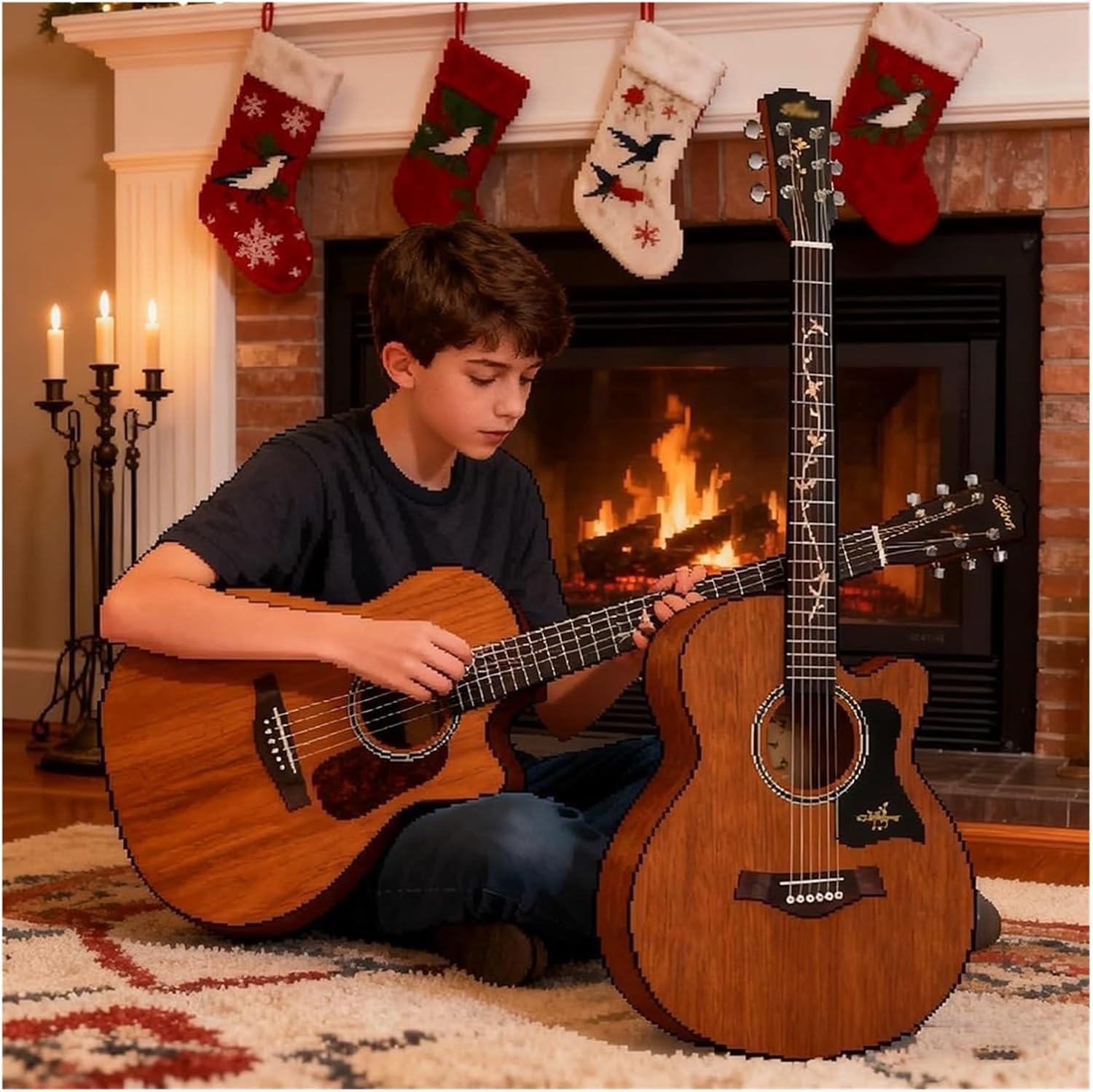 Guitarra acústica cutaway de 41 pulgadas - Marrón claro - Kit de iniciación con bolsa, correa, afinador y púas-Havenupyard