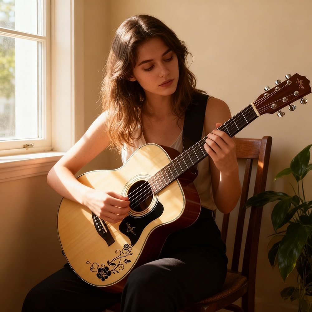 Guitarra clásica acústica de 40 pulgadas - Kit natural con cutaway - Funda acolchada, correa y cejilla-Havenupyard