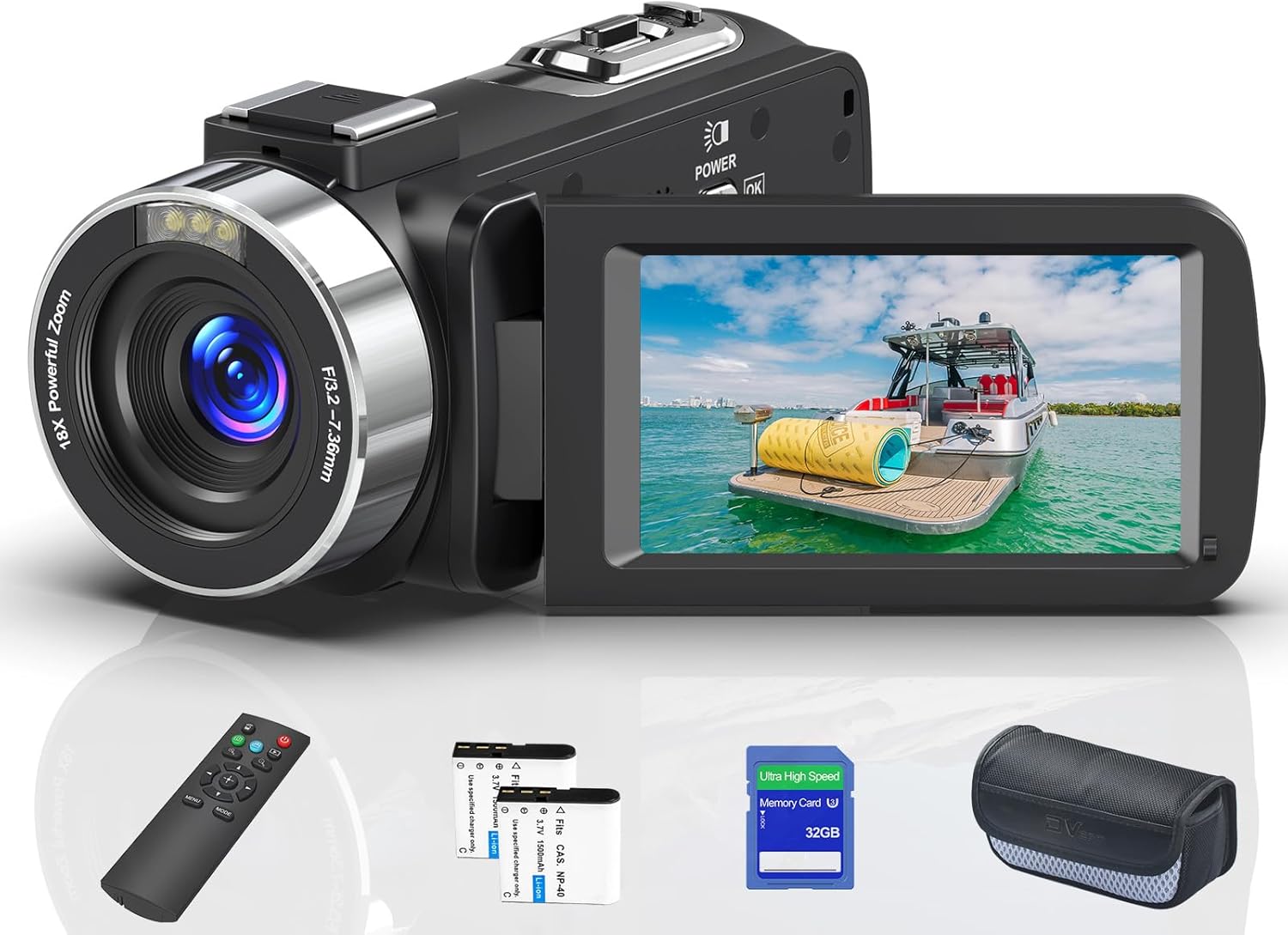 Videocámara digital 8K 64 MP - cámara para YouTube - zoom 18 aumentos - pantalla abatible 3 pulgadas - tarjeta SD 32 GB-Havenupyard