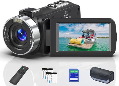 Videocámara digital 8K 64 MP - cámara para YouTube - zoom 18 aumentos - pantalla abatible 3 pulgadas - tarjeta SD 32 GB-Havenupyard