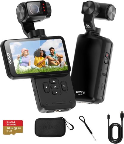 ORDRO M5 - cámara gimbal 5K - estabilización 3 ejes - pantalla táctil giratoria 3,5 pulgadas - seguimiento de rostro - visión nocturna-Havenupyard
