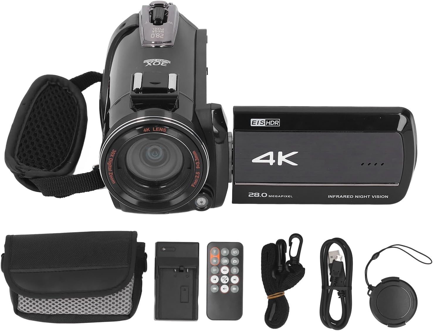 ciciglow videocámara digital 4K - cámara de mano 28 MP - zoom 30 aumentos - WiFi - pantalla táctil 3 pulgadas - visión nocturna-Havenupyard