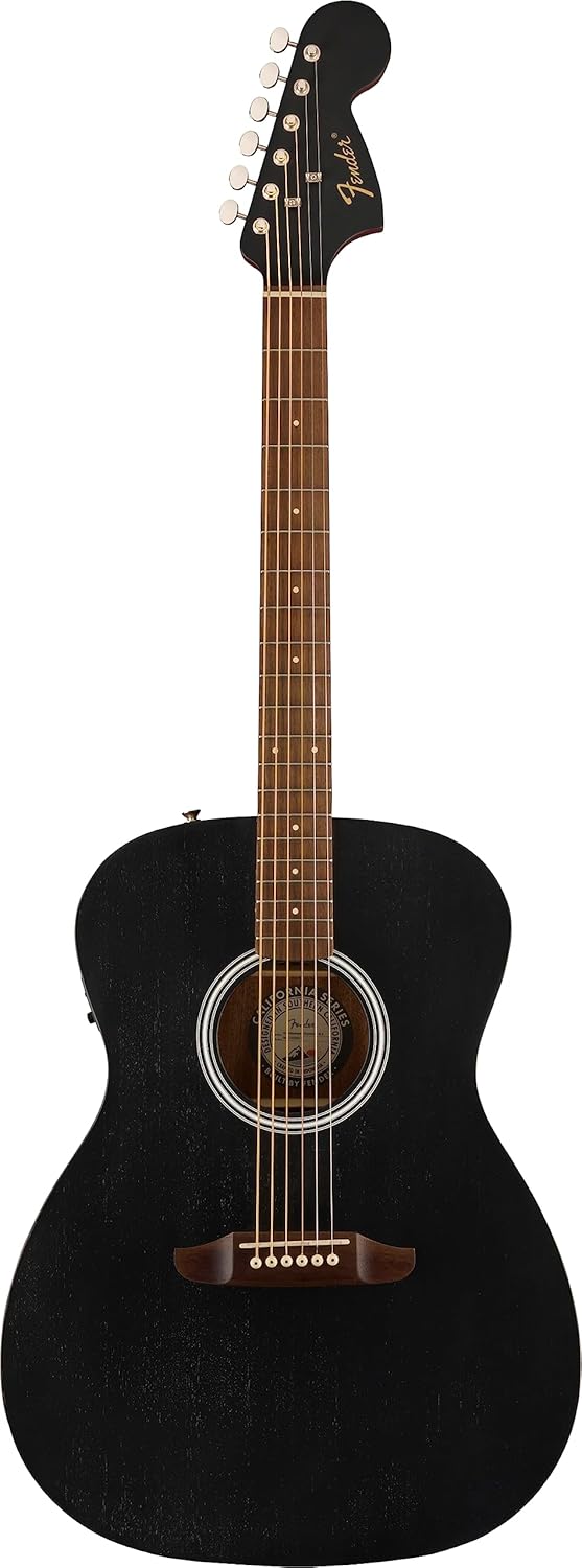 Fender Monterey Standard Black guitarra acústica - madera de sapele mástil de nato diapasón de nogal y cuerdas de bronce-Havenupyard