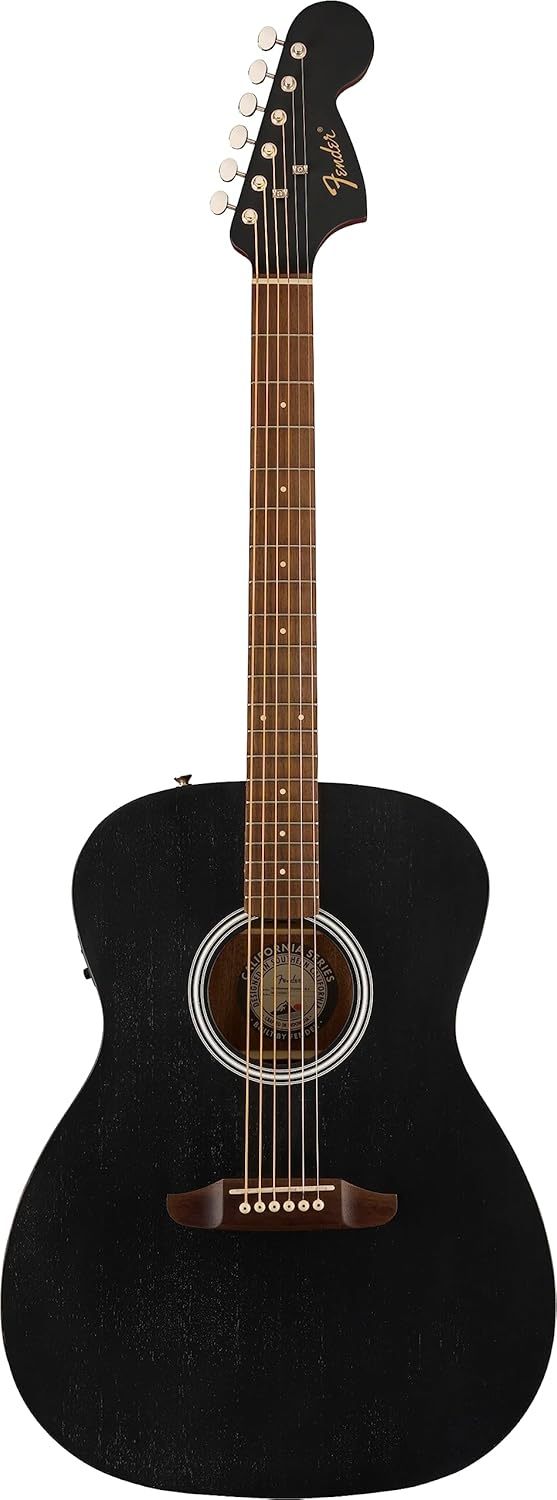 Fender Monterey Standard Black guitarra acústica - madera de sapele mástil de nato diapasón de nogal y cuerdas de bronce-Havenupyard