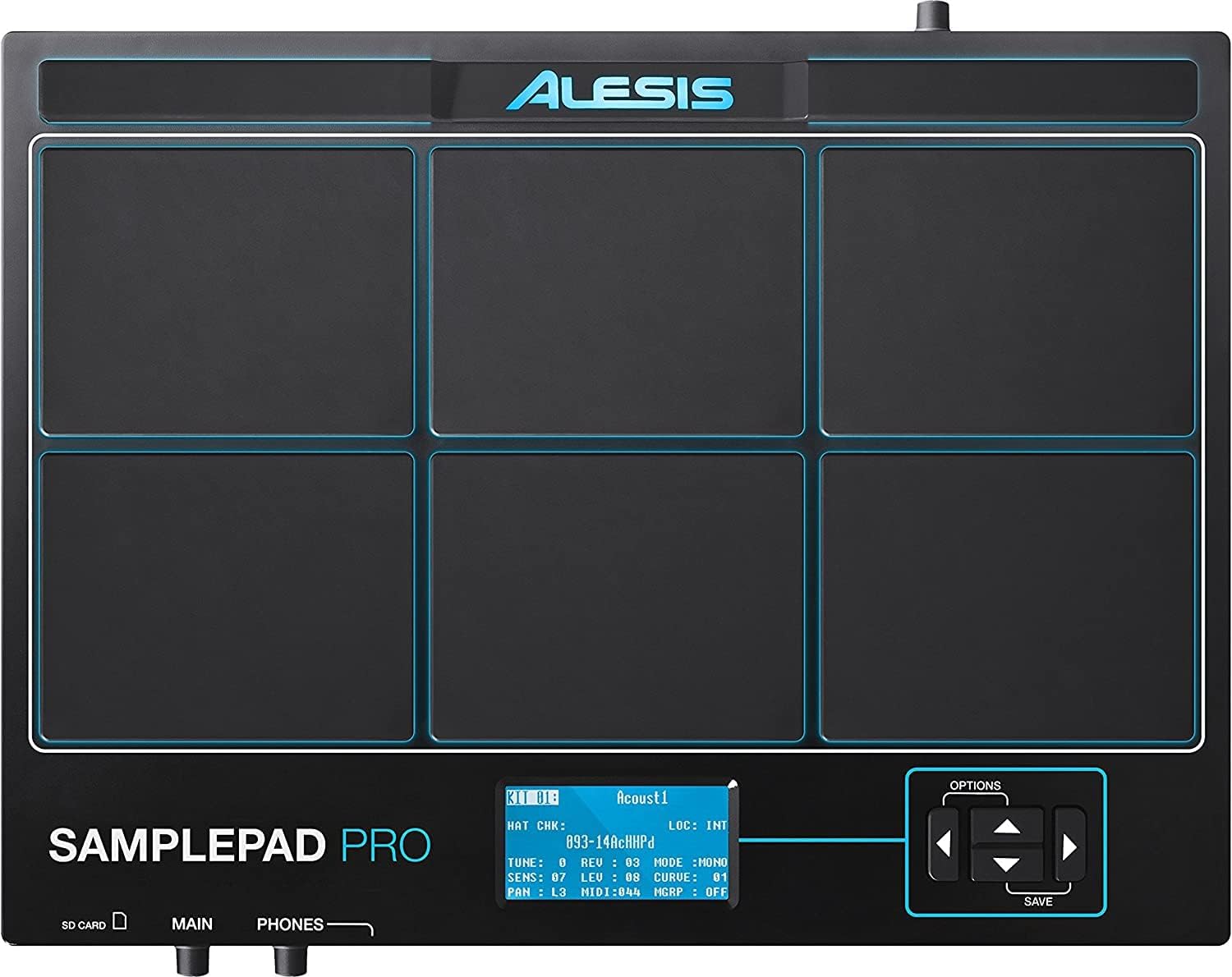 Pad de percusión Alesis Sample Pad Pro - 8 pads de goma - iluminación LED - expansión para disparadores adicionales-Havenupyard