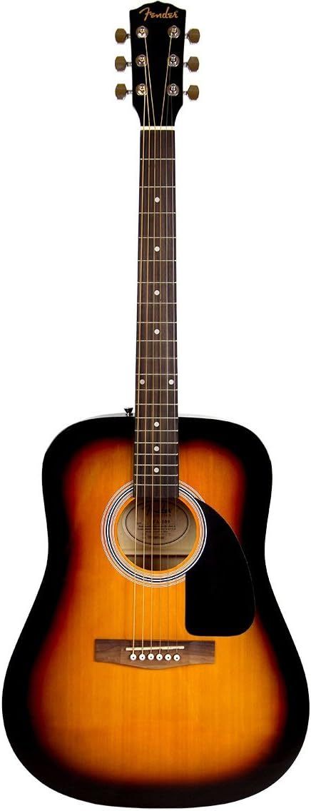 Fender Paquete de guitarra acústica - Guitarra de 6 cuerdas derecha Sunburst - Cuerpo de caoba y cuerdas de bronce fosforado-Havenupyard