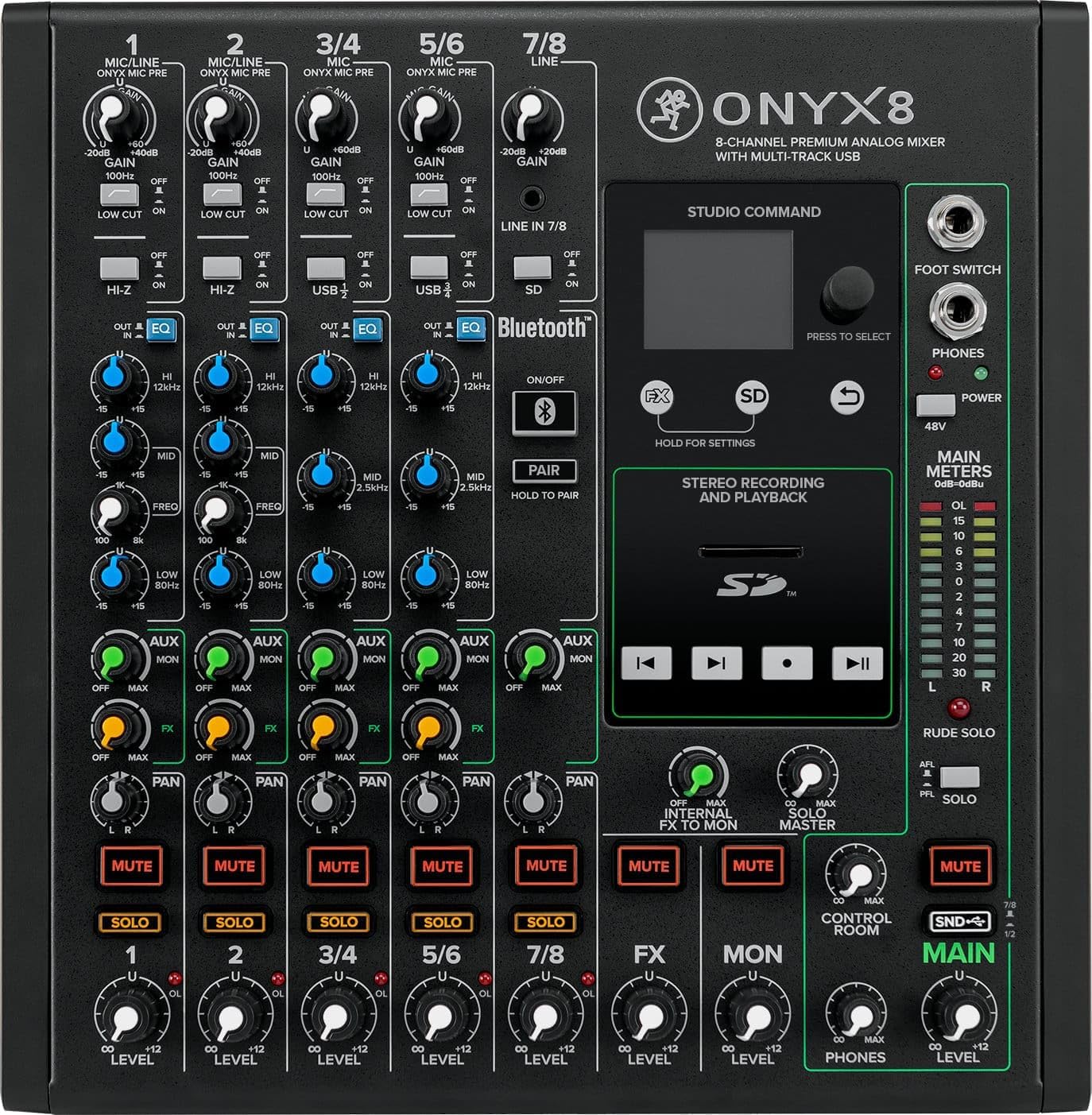 Mackie Onyx8 - Mezclador analógico premium de 8 canales - USB multipista - salida XLR y frecuencia 96 KHz-Havenupyard