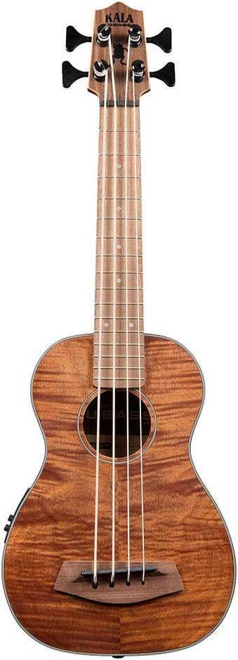 Kala bajo eléctrico de caoba exótica - negro plata con cuerdas metálicas cuerpo compacto e incluye bolsa de lujo-Havenupyard