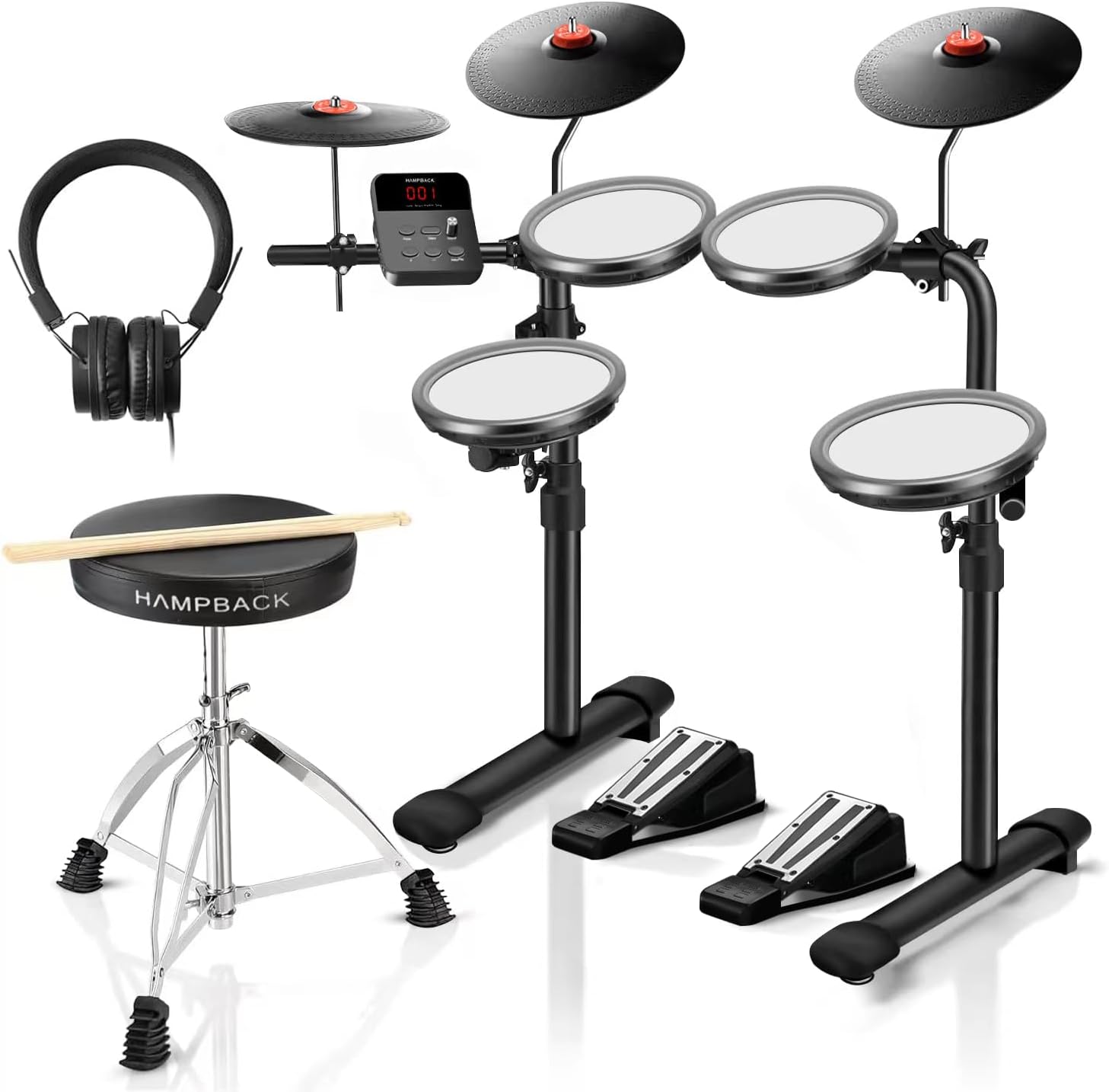 MK 0 - Set de batería eléctrica para principiantes - Pads de malla silenciosos y USB MIDI-Havenupyard
