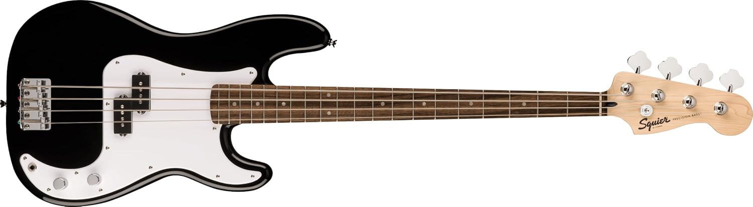 Squier by Fender Sonic Precision bajo eléctrico - negro diapasón de laurel golpeador blanco y cuerpo de álamo-Havenupyard