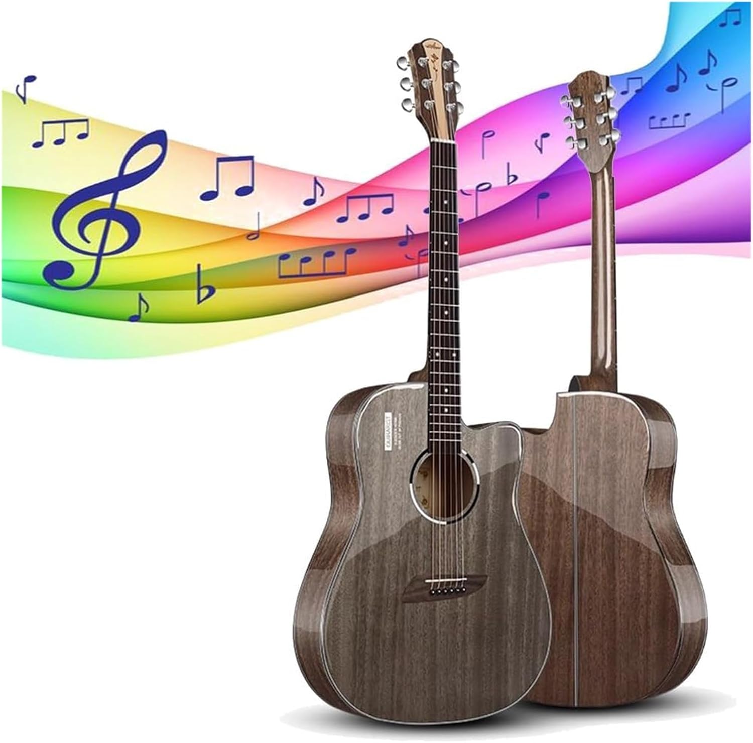 Kit de guitarra acústica para principiantes - Guitarra brillante gris - Instrumento de madera con funda y accesorios-Havenupyard