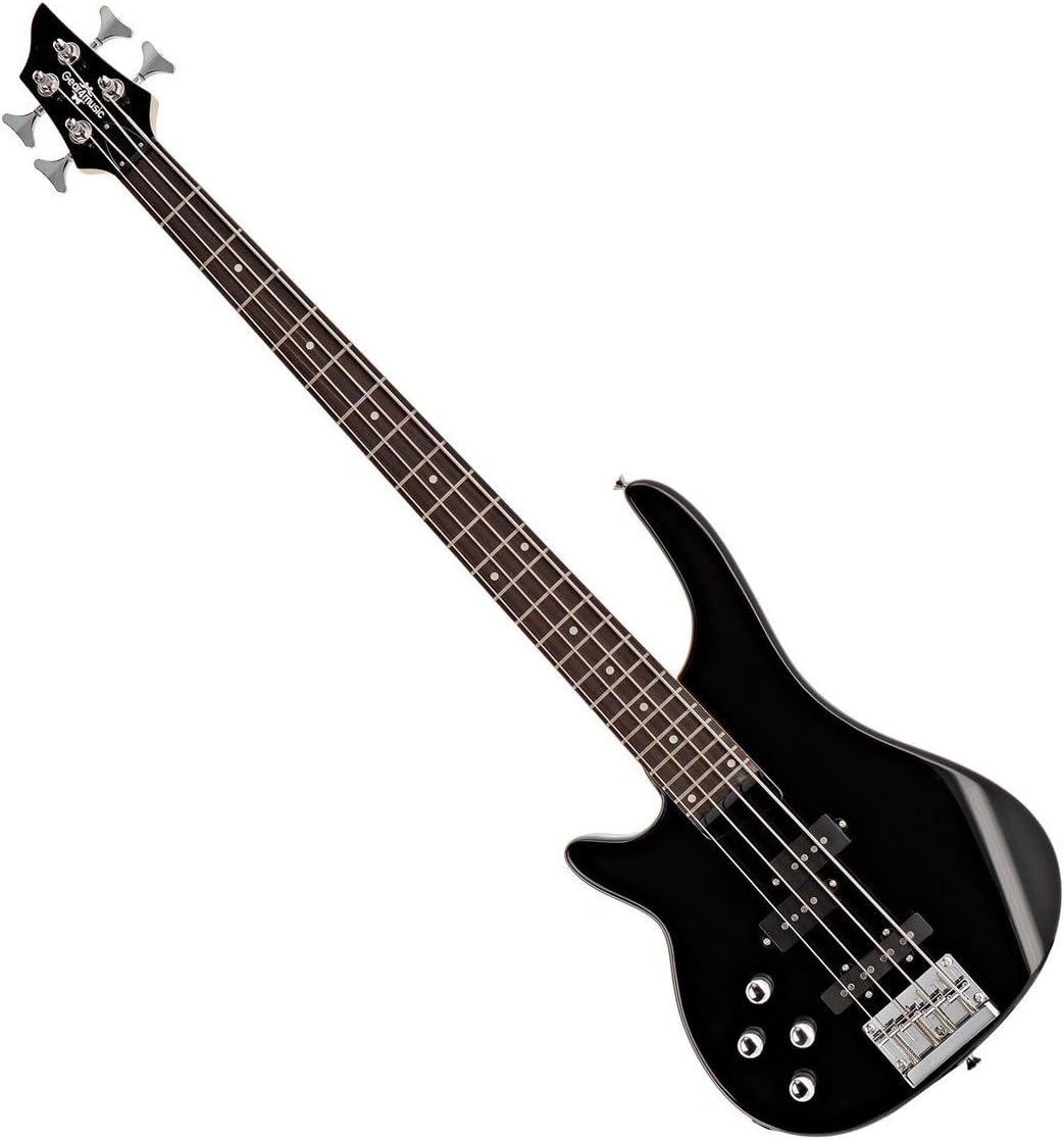 Gear4music Chicago bajo eléctrico zurdo - negro tamaño completo con Paulownia tilo y cuerdas de acero inoxidable-Havenupyard