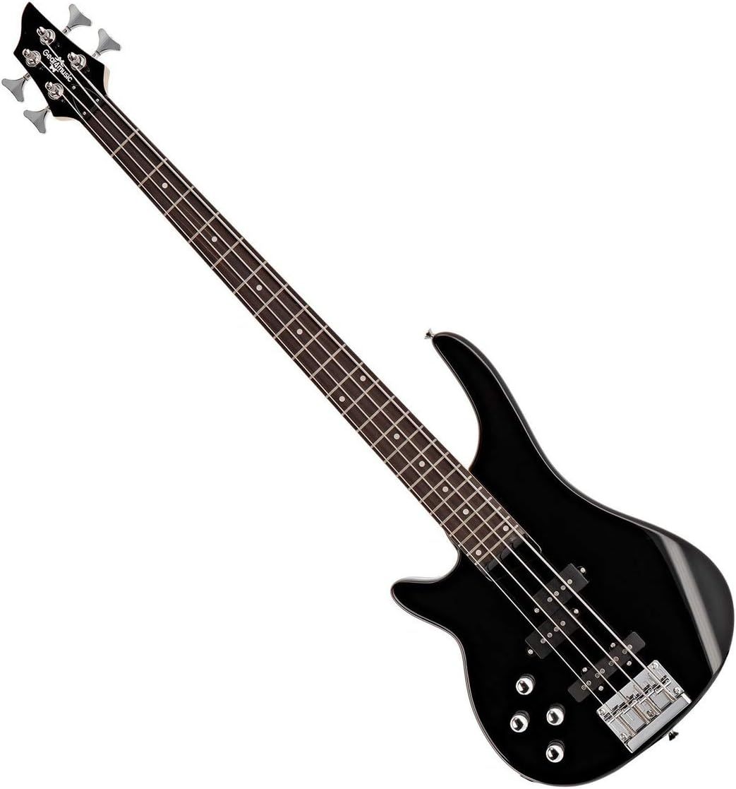 Gear4music Chicago bajo eléctrico zurdo - negro tamaño completo con Paulownia tilo y cuerdas de acero inoxidable-Havenupyard