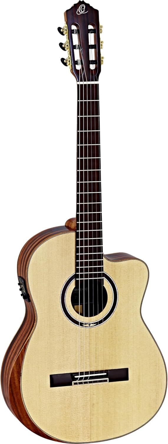 Ortega The Private Room guitarra clásica electrónica - natural StripedSU CE funda correa de cuero y apoyabrazo-Havenupyard