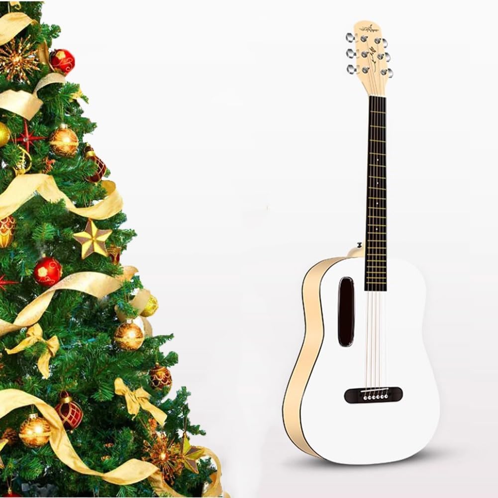 Guitarra acústica 38 pulgadas para principiantes - color caqui tamaño completo con póster de acordes funda afinador y cuerdas de acero-Havenupyard