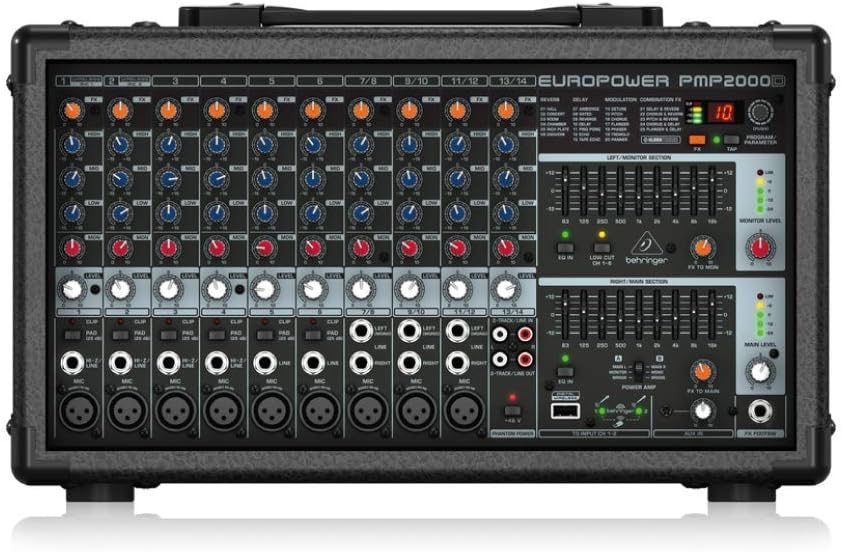 Behringer PMP2000D - Mesa de mezclas amplificada de 14 canales - conexión inalámbrica y salidas XLR TRS TS-Havenupyard