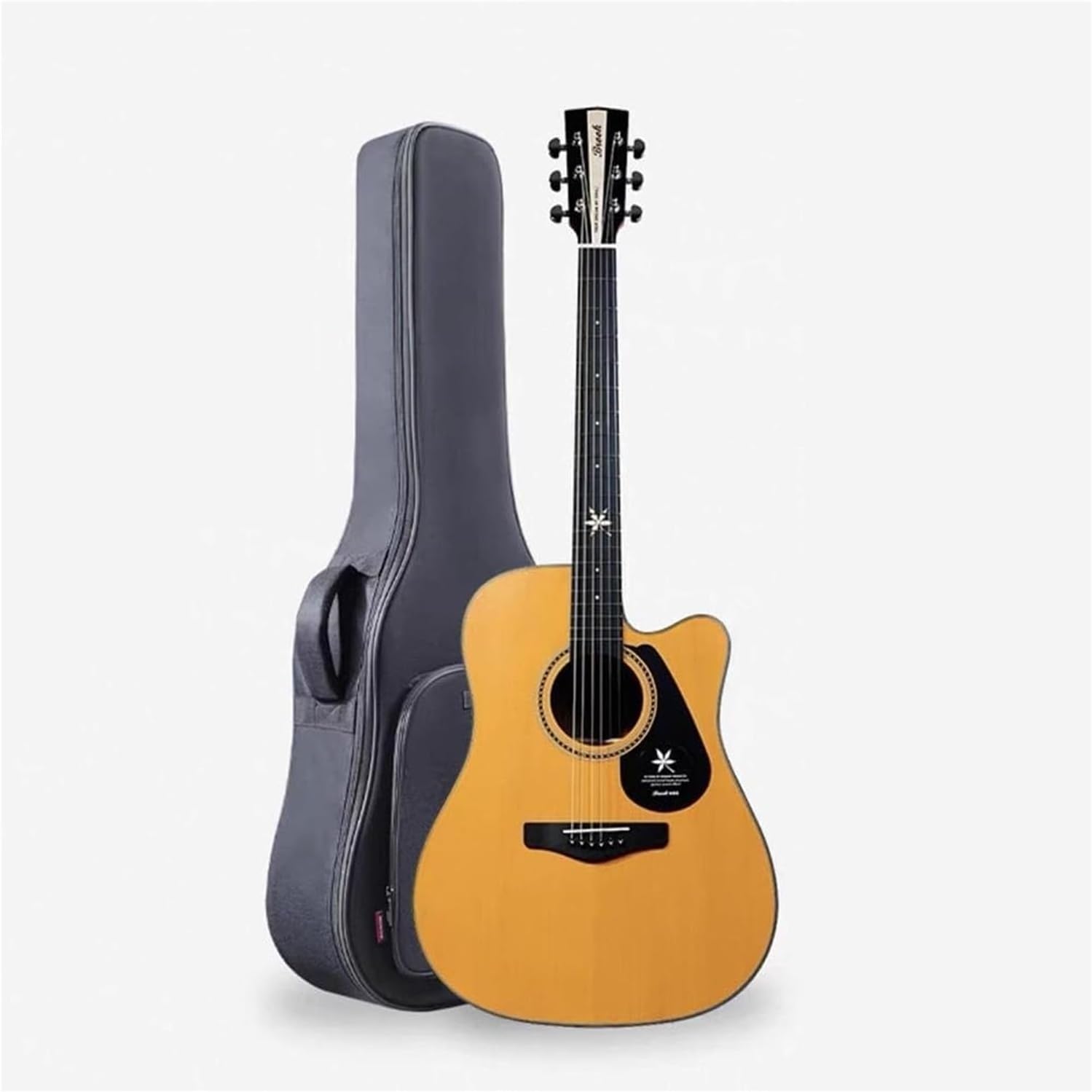 Guitarra acústica de 41 pulgadas para principiantes - Kit de iniciación amarillo - Estuche, correa y cejilla-Havenupyard