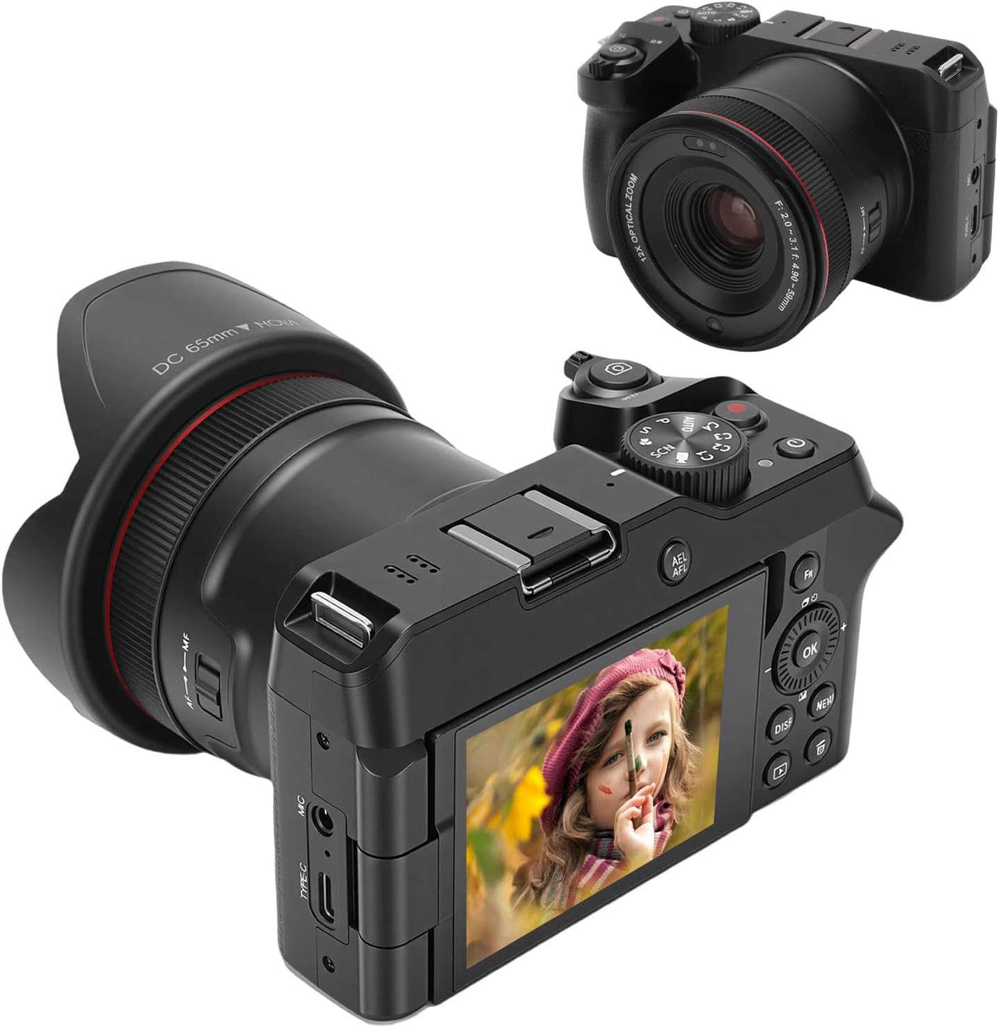 Fabater cámara digital 5K - cámara de vlogging 72 MP - enfoque automático - zoom óptico 12 aumentos - pantalla abatible - WiFi-Havenupyard