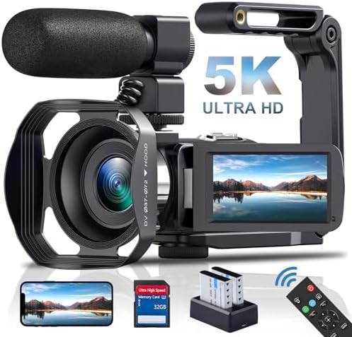 Videocámara 5K 64 MP para YouTube - Zoom Digital 18x - WiFi - Visión Nocturna IR - Micrófono - 2 Baterías-Havenupyard