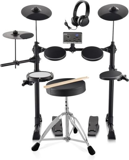 Kit de batería electrónica VEVOR 15 piezas - 150 sonidos - caja de malla - USB MIDI - 3 platillos - baquetas y auriculares-Havenupyard