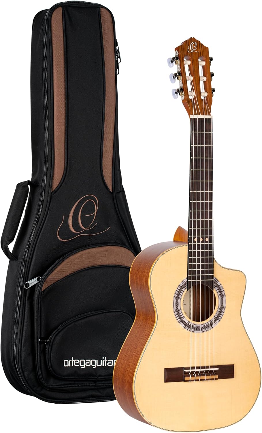 Ortega RQ38 Requinto Series Pro - Guitarra acústica de 6 cuerdas con bolsa - Abeto Engelmann y sapele-Havenupyard