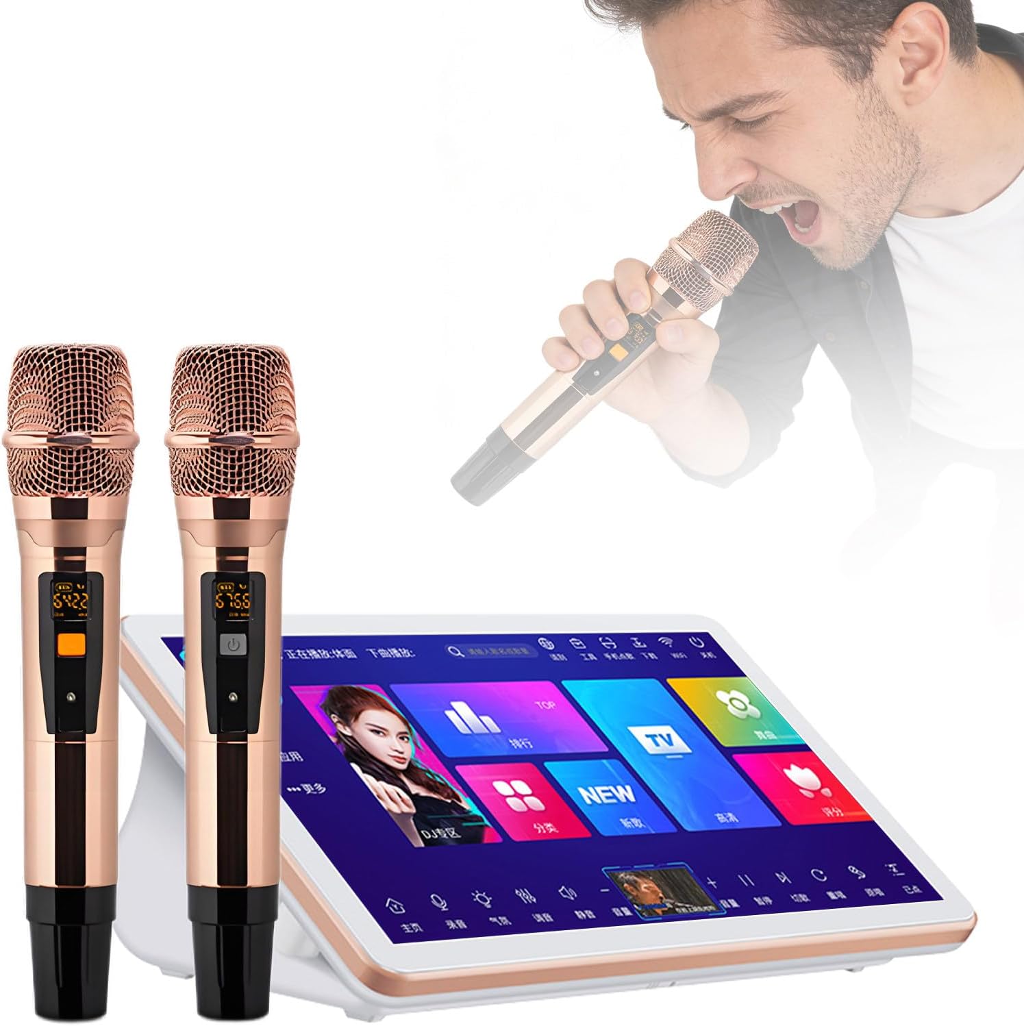 Karaoke chino profesional LURECAQING B-4T - pantalla táctil 18,5 pulgadas control por voz app y canciones en la nube-Havenupyard