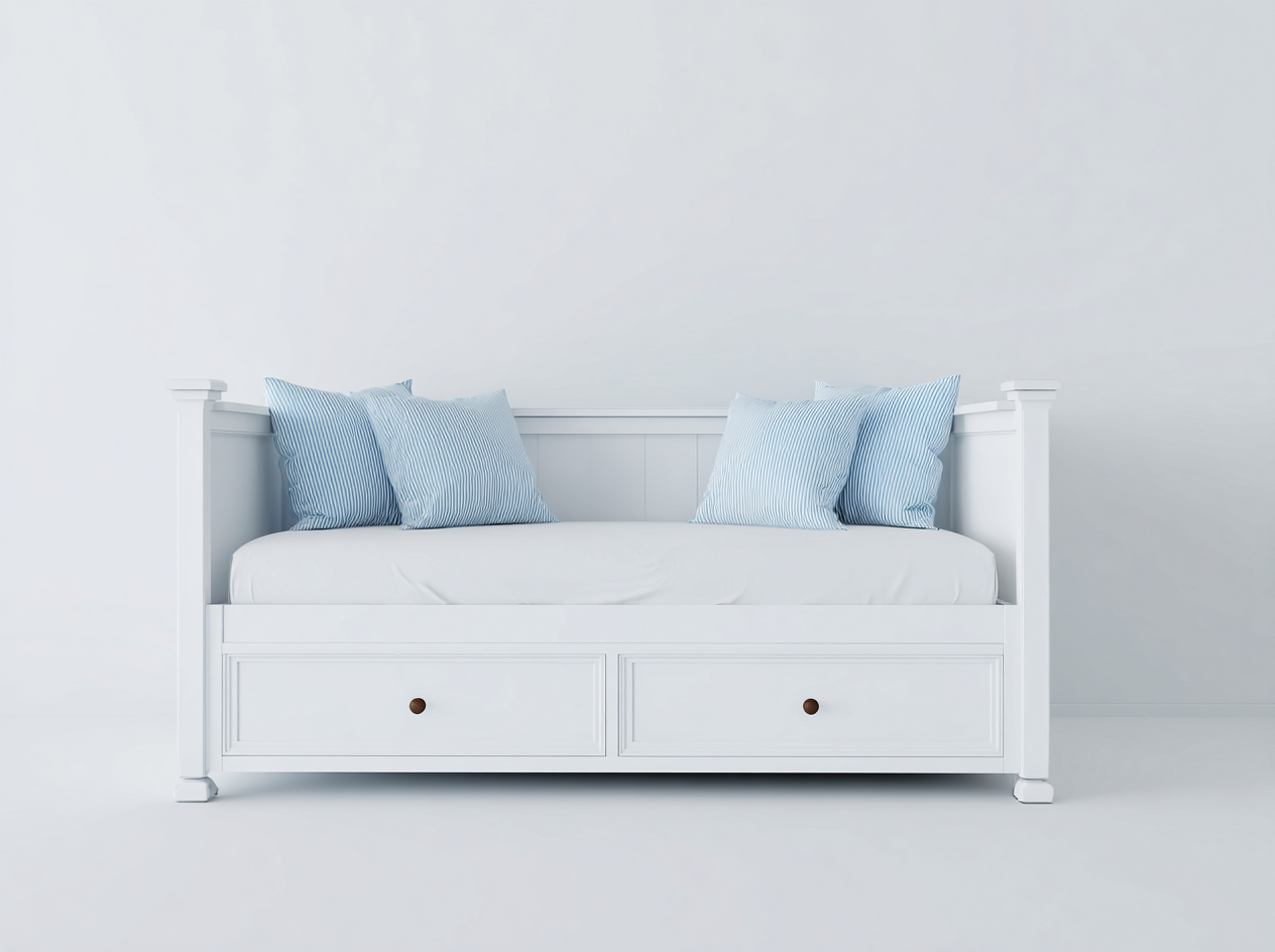 Sofás cama con cajones madera 200x90x90 cm - blanco - diseño clásico para dormitorio y salón-Havenupyard