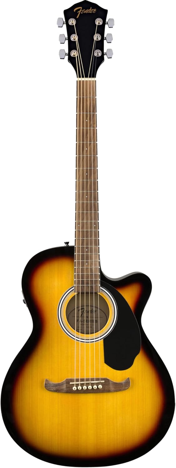 Fender FA 135CE Concert - Guitarra electroacústica Sunburst - Diapasón de nogal y cursos Fender Play-Havenupyard