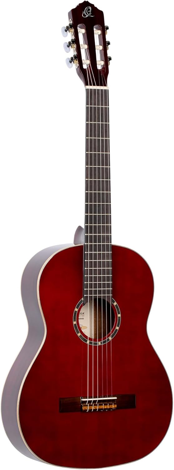 Ortega R121 cuatro cuartos WR - Guitarra clásica roja - abeto y caoba - cuerdas de nailon - para diestros-Havenupyard
