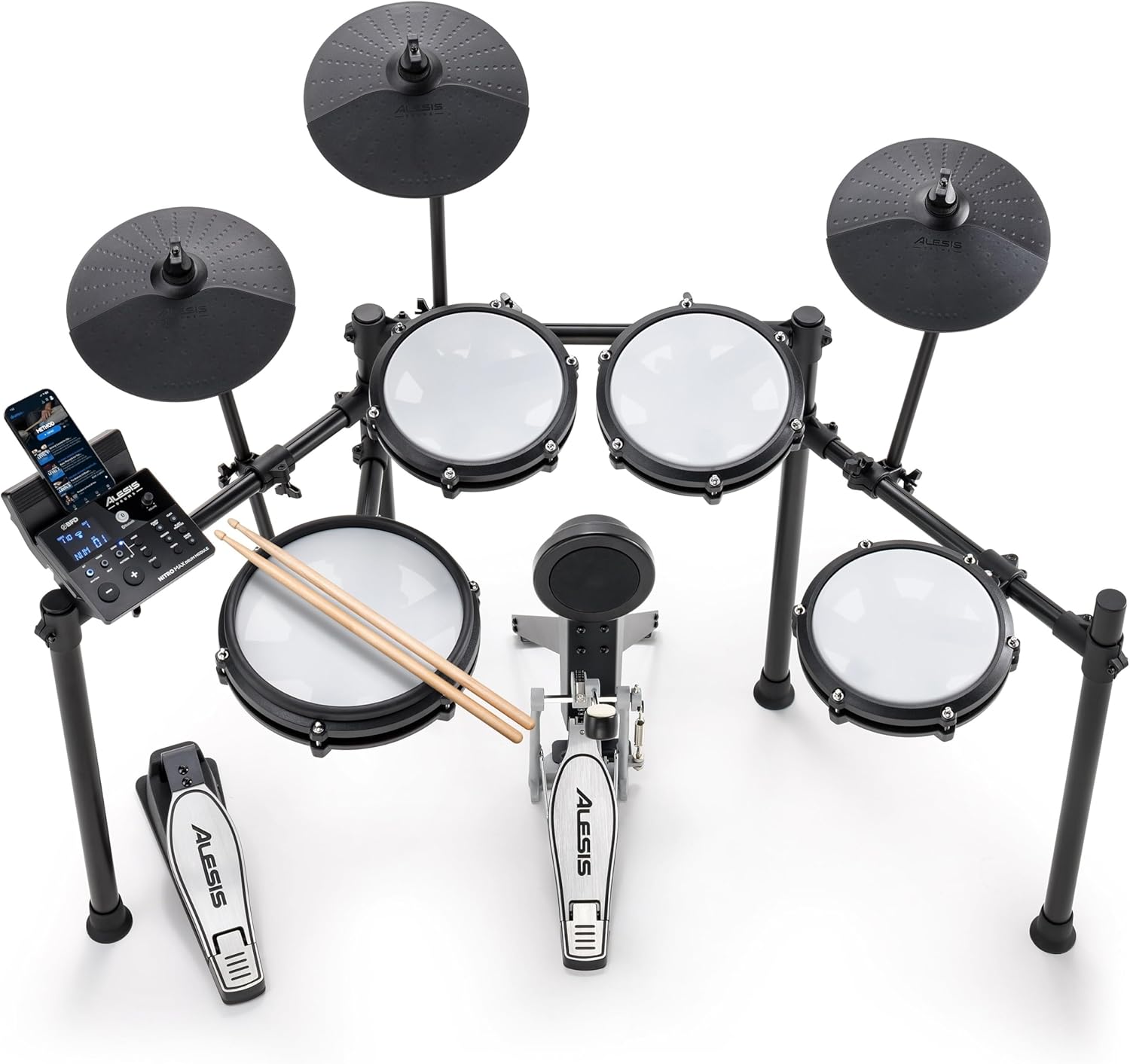 Batería electrónica Alesis Nitro Max Kit - parches de malla silenciosos - Bluetooth - más de 440 sonidos - USB MIDI-Havenupyard