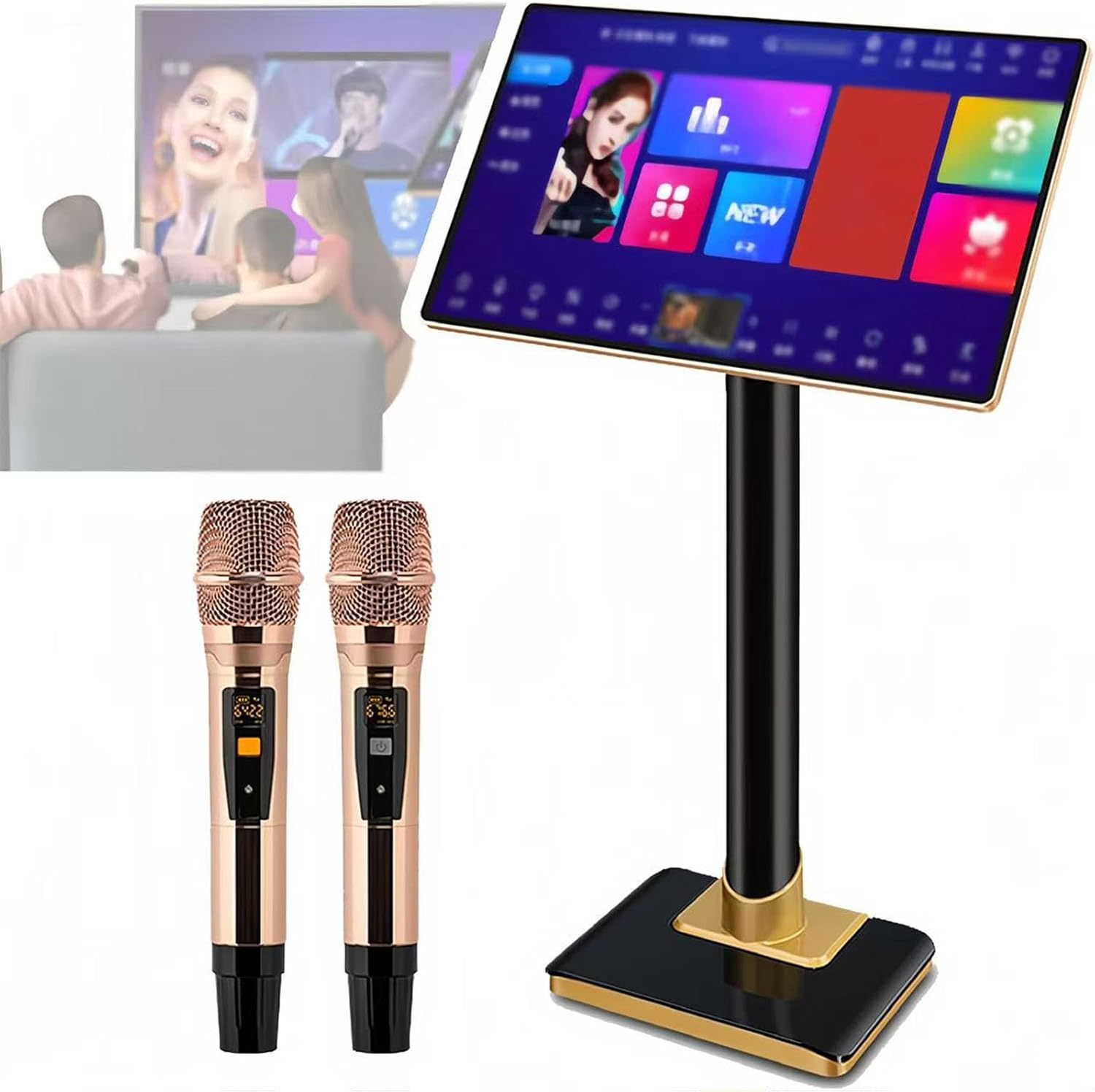 Sistema de karaoke 500G - Pantalla táctil 19 pulgadas 4K - 2 micrófonos inalámbricos - Control por aplicación-Havenupyard